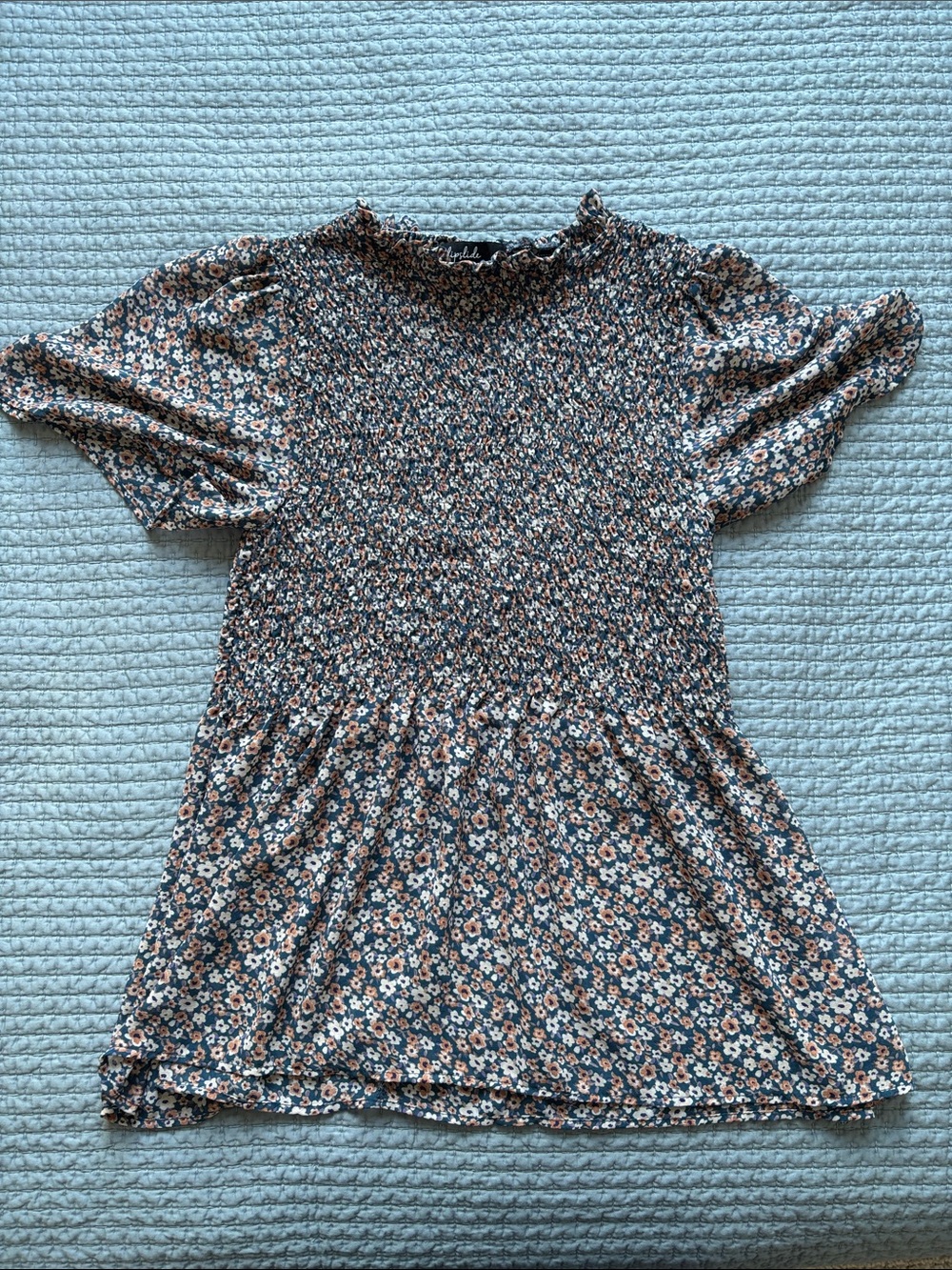 Cottagecore Floral Smocked mock neck shirt